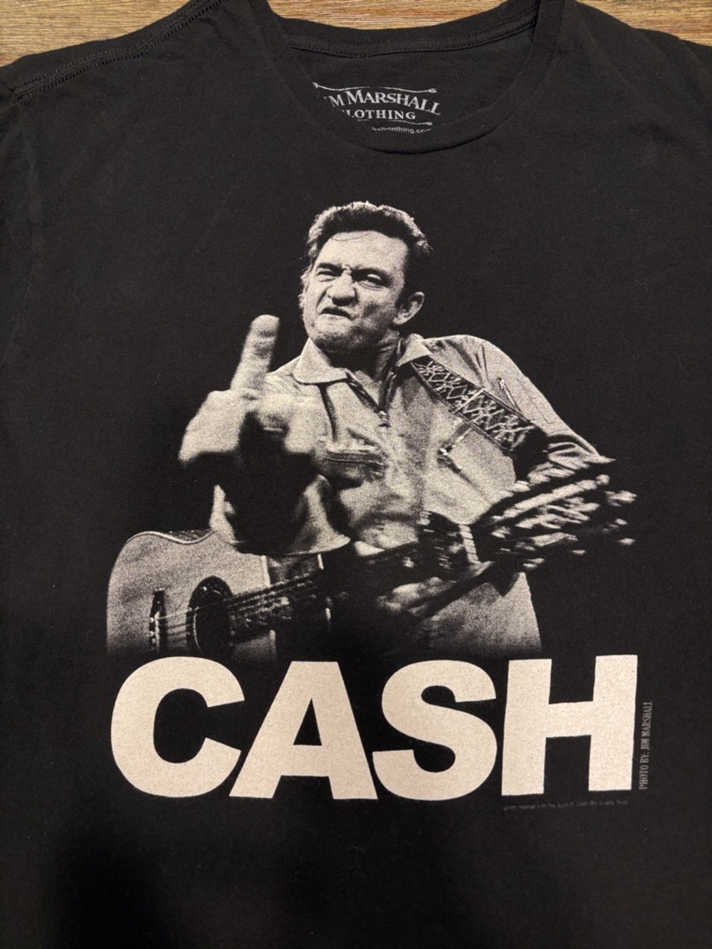 Johnny Cash Middle Finger Black Graphic Men’s T-Shirt with Bold Front Print